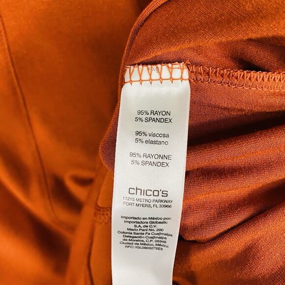 Chico's Zenergy Size Large 12 2 Seam Detail 3/4 Sleeve Tunic Top Orange - Picture 4 of 5
